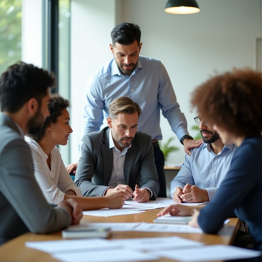 Finansal Uyum ekibi bir toplantıda strateji tartışıyor